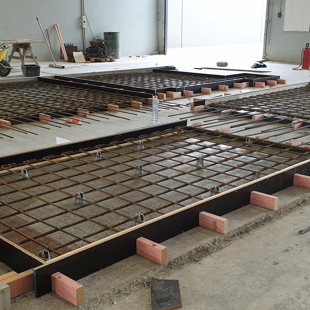 Homestead Construction precast concrete panels ready to pour Levin factory