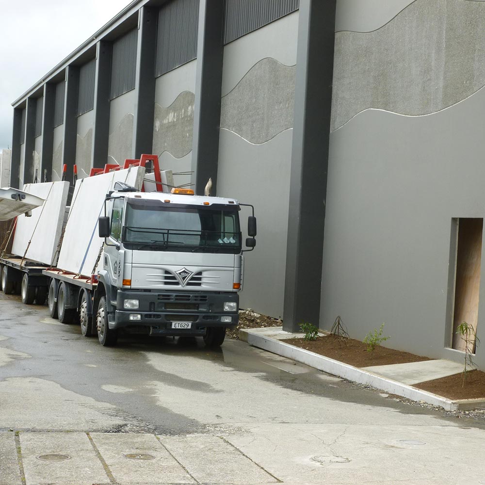 Homestead Construction precast concrete panels on truck