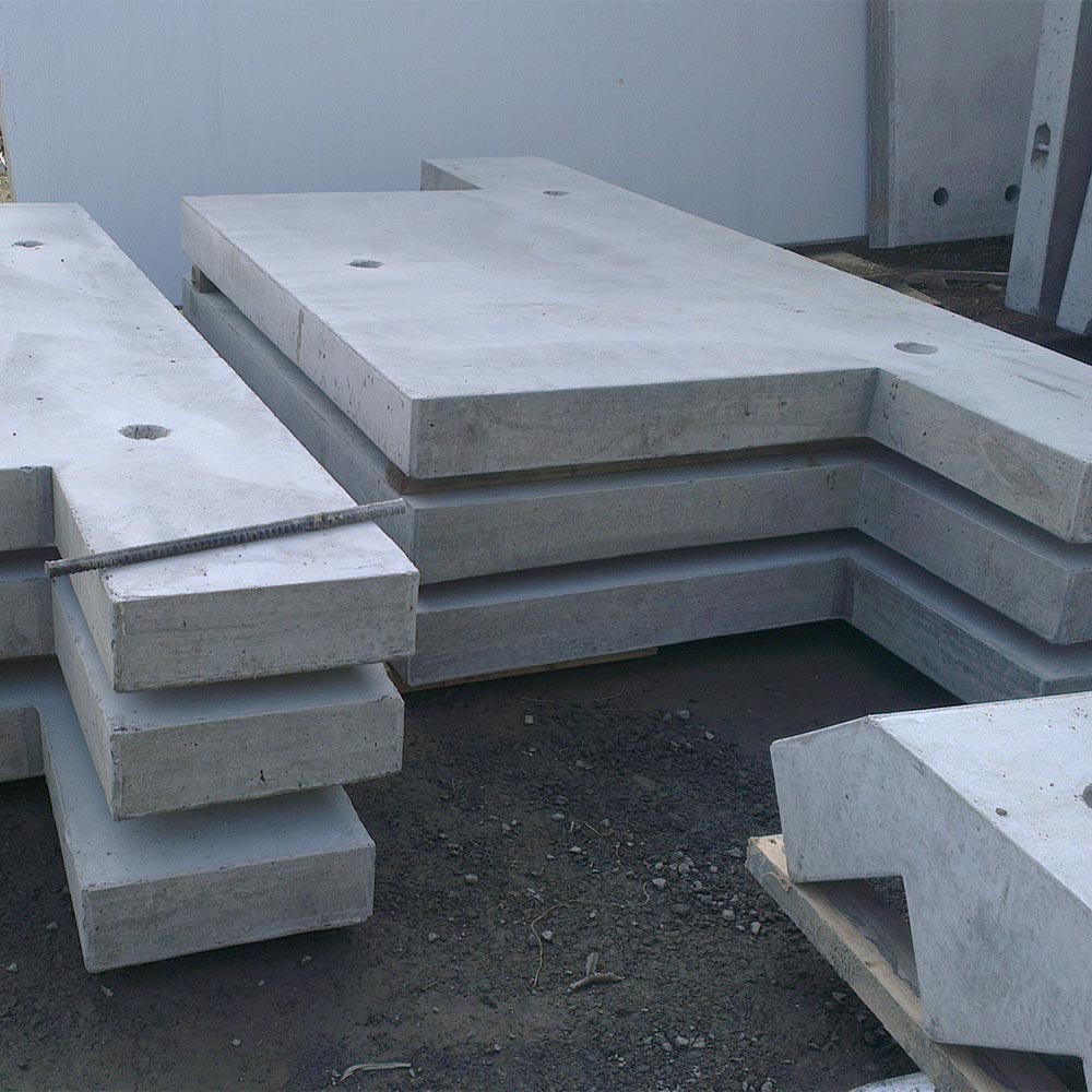 Homestead Construction precast concrete panels stored at Levin factory