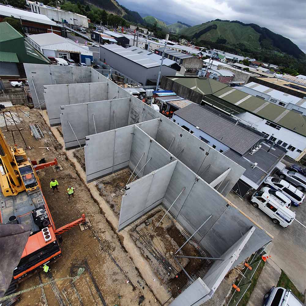 Homestead Construction precast panels installed storage units Waikanae