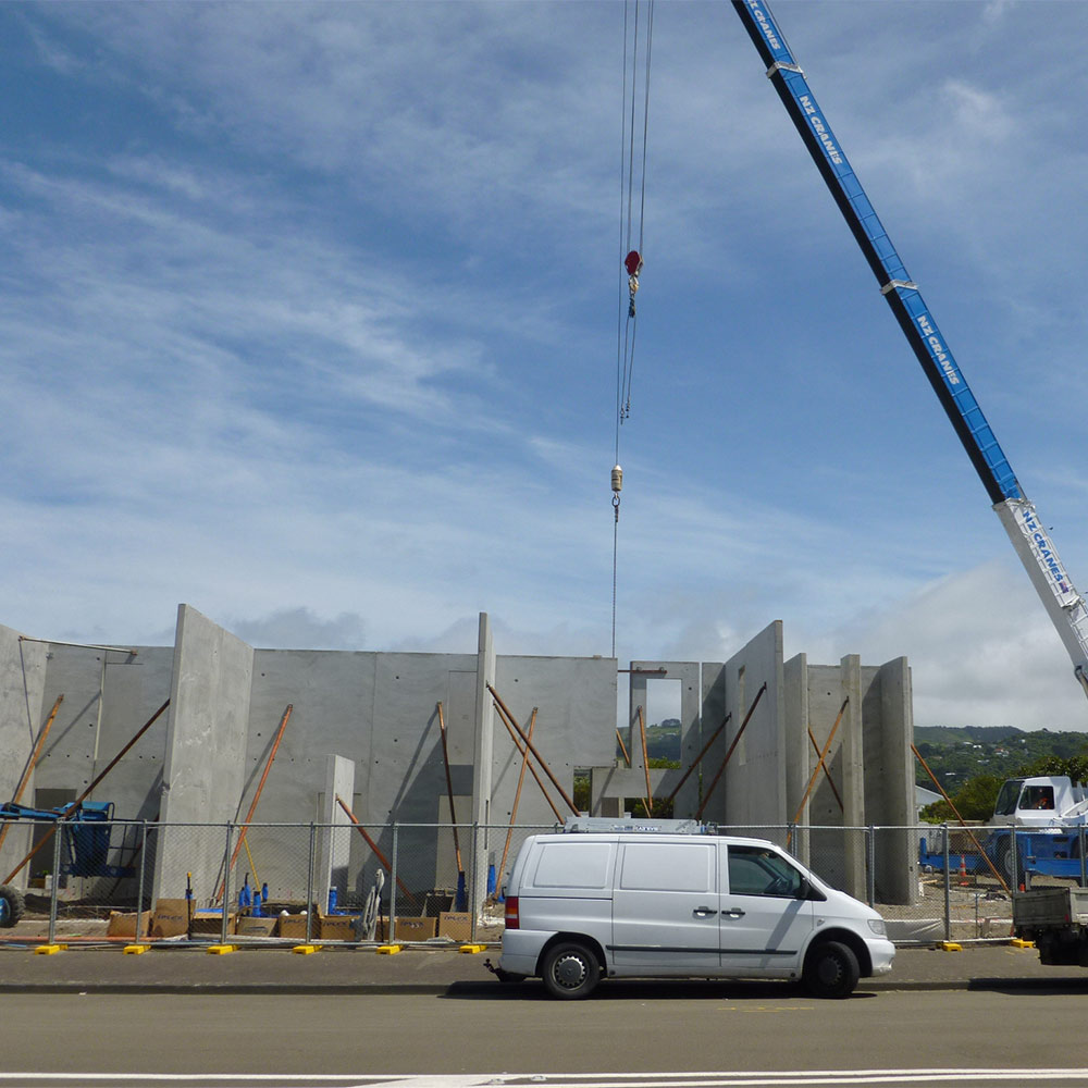 Homestead Construction precast concrete panels installed onsite